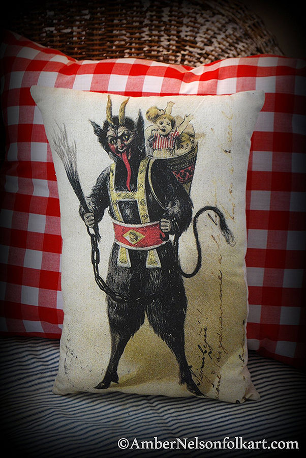 German Christmas Gruss Von Krampus Pillow